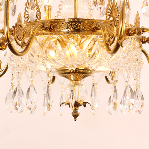 โคมระย้าคริสตัล K9สีทองสุดหรูโคมไฟแขวนในห้องนั่งเล่นสำหรับโรงแรมห้องนอนโคมไฟระย้าทองเหลือง - Product Image 6