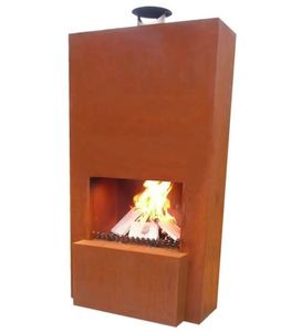 Cheminée extérieure en acier corten avec rangement pour bois - Product Image 6