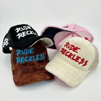 Casquettes de camionneur en velours pelucheux et maille, style Y2K, Hip-hop, Skate, multi-styles, gothique, streetwear, brodées