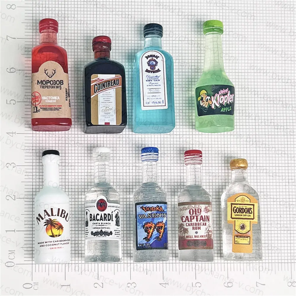 Reçine DIY yapay minik gıda el sanatları minyatür alkol şişeleri için dollhouse mutfak bar aksesuarları