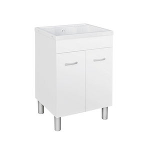Mueble de Baño con Lavabo de ABS de 60x60x90 cm, 2 Puertas, Acabado Blanco - Product Image 1