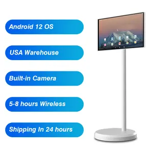 2024 New Products 8 million Camera White 21.5inch Mobile Standbyme Tv Stand Touch Screen Android12 Portable Smart Tv