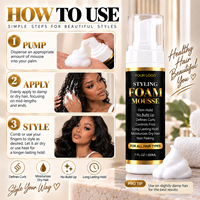 Mousse coiffante naturelle pour cheveux, mousse définissante pour boucles, tenue ferme, hydratante, sans flocons, produit professionnel pour les boucles