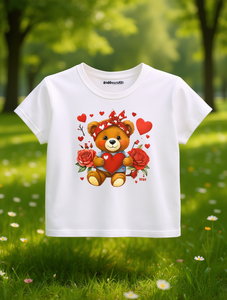 T-shirt da donna con stampa orsetto, manica corta, girocollo, casual estivo, in jersey di poliestere, stampa digitale resistente, vestibilità regolare - Product Image 2