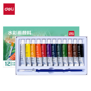 Pinturas de acuarela Deli, 12 colores, 5 ml cada una, para estudiantes y niños, suministros de pintura artística - Product Image 1