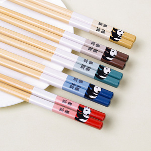 Baguettes en bambou Panda de dessin animé, rondes, antidérapantes, durables, pour usage domestique, une par personne, motif porte-bonheur de grande valeur - Product Image 1