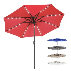 Payung Led taman tenaga surya besar, payung Led profesional, payung teras luar ruangan, untuk dijual