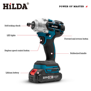 Hilda 21V Rechargeable 3.0Ah Li-ion Battery Cordless <b>Torque</b> Screwdriver Kits Brushless Impact Wrench <b>Set</b> for Repair Use PG4541 B - Product Image 5