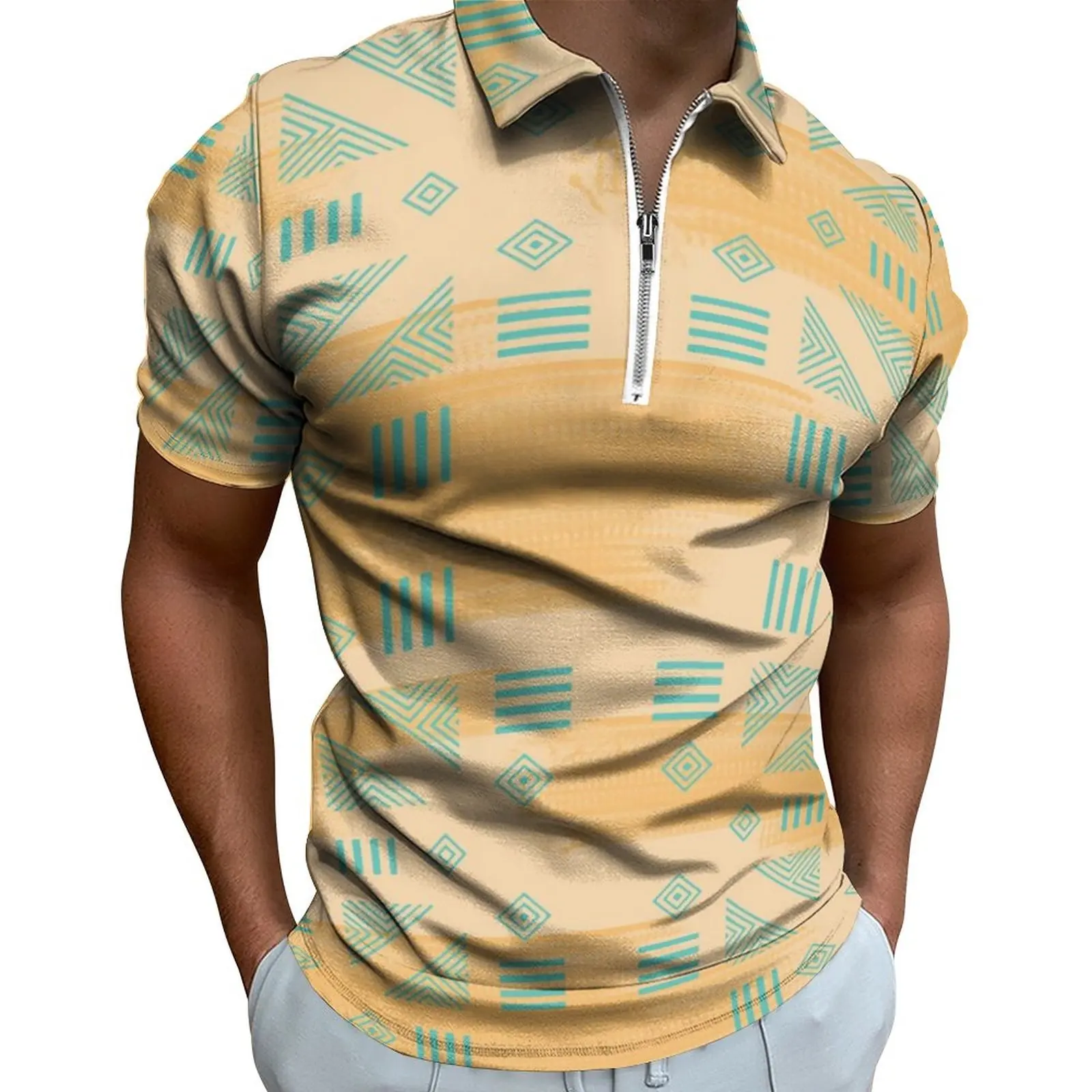 Dropshipping artı boyutu erkek spor t shirt yüksek kaliteli fermuar polo GÖMLEK polinezya tribal tasarım üstleri polo GÖMLEK erkekler için