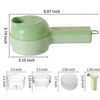 4-in-1 Handmatige Elektrische Groentensnijder Set Keukenhulpje Gember Knoflook Groentehakker Ecologisch RVS 40W