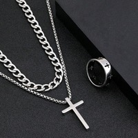 Ensembles de Bijoux et Bijouterie Fantaisie pour Homme, Bracelet Chaîne, Bagues et Collier en Acier Inoxydable, Or, Argent, Noir (OEM)