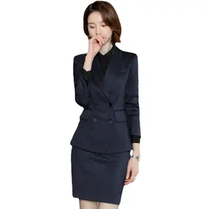 अवकाश लंबे बाजू कार्यालय महिला के लिए सूट दो टुकड़े पेशेवर स्लिम शरद ऋतु कोट महिलाओं के कपड़े