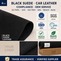 Cuir de voiture tricoté imperméable en suède noir jais de qualité supérieure, texture 1,0 mm, antidérapant, en microfibre PU, style tendance, certifié SGS ISO GRS