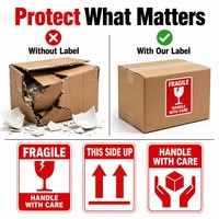 Étiquettes de manipulation avec précaution pour articles fragiles, autocollant d'avertissement d'incassabilité, étiquette flèche directionnelle, rouleau et feuille en PVC imperméable personnalisés