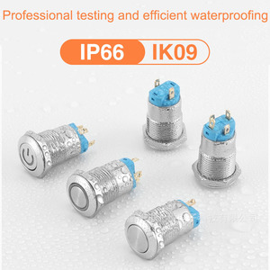 Interruptor de botón pulsador metálico de 12 mm, plano, iluminado por LED, con anillo de reinicio, impermeable, de encendido/apagado, con logotipo de encendido, para automoción y embarcaciones - Product Image 4