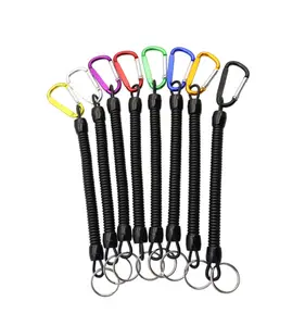 Stretchy Spiral Keyring Spiral Retractable Coil Spring Key Chain Anti-Lost Stretch Cord Keyring With Carabiner