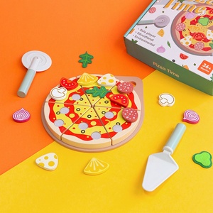 Juego de cocina de imitación de madera Unisex, juego de cocina educativo para cortar Pizza, juguetes de cocina para niños, juego de cocina de madera, juego de pizza de madera - Product Image 4