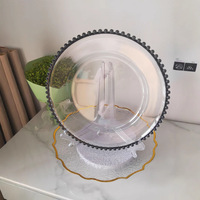 Assiettes de Présentation Rondes en Plastique Transparent de 13 Pouces avec Bord Perlé pour Mariages, Décoration de Table et Événements Festifs