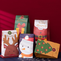 Sacs en papier kraft pour bonbons avec impression de personnages de Noël pour les boulangeries et les confiseries, fournitures d'emballage de cadeaux de Noël