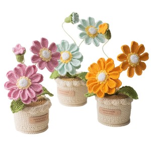 <span class=keywords><strong>Plante</strong></span> en pot de Myosotis Premium, fleur artificielle en laine tricotée à la main, finition tournesol, rose en fil de laine, 15 cm, ornement de bureau - Product Image 5