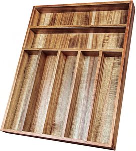 Organizador de Cajones Extra Profundo de Madera de Acacia con 7 Compartimentos, Bandeja Expandible Ecológica para Utensilios de Cocina - Product Image 2