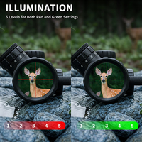 FOCUHUNTER 1-4X20 Lunette de visée télescopique en aluminium rouge et verte illuminée, résistante aux chocs, courte à moyenne portée, tactique, optique, chasse