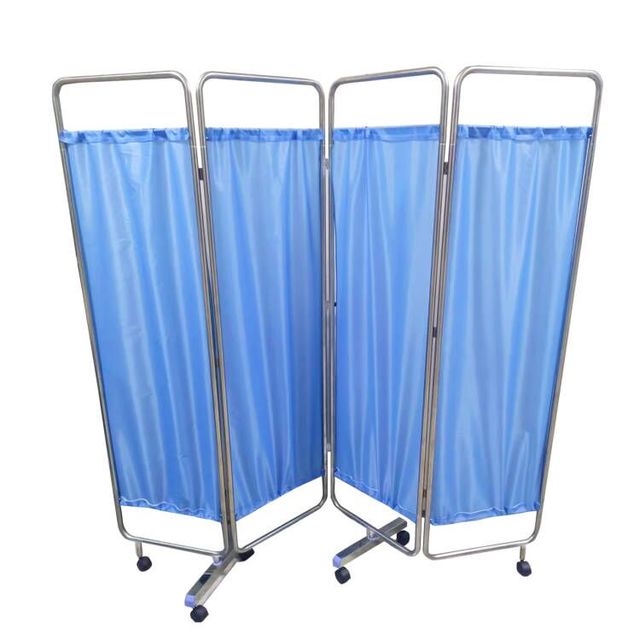 Hospital Medical Cheap Price 201 Stainless Steel Foldable Movable 2 3 4 5 Folding Divider Ward Screen With Wheels
