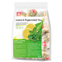 Sachets de thé aux herbes citron et menthe poivrée en gros – Détox naturel, aide à la digestion, goût mentholé rafraîchissant, sans caféine, service OEM