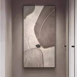 Art mural abstrait minimaliste moderne, impression sur toile huilée, cadre rectangulaire noir, décoration pour entrée, couloir, salon - Product Image 4
