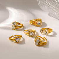Bague en forme de larme en acier inoxydable plaqué or 18 carats, sans ternissement, tendance TikTok, de la marque Fanhua Jewelry