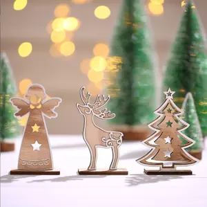 2022新しいクリスマスの装飾木製の鹿クリスマスツリー卓上装飾小さな装飾品