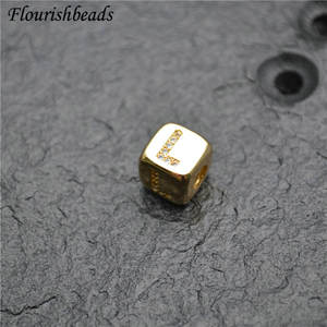 Alta calidad 18K chapado en oro circón cúbico 9x9mm letras <span class=keywords><strong>iniciales</strong></span> gran agujero collar pulsera hacer cuentas de Metal sueltas - Product Image 6