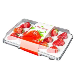 Boîte à fraises en plastique transparent avec mousse 500g 300g Emballage de fruits écologique recyclable Contenant en PET avec couvercle Étiquette personnalisée - Product Image 5