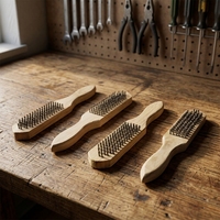 Brosse métallique à manche en bois, 15 rangées, antistatique, anti-étincelles, pour l'élimination de la rouille, qualité industrielle, pour nettoyage de barbecue et ustensiles de cuisine