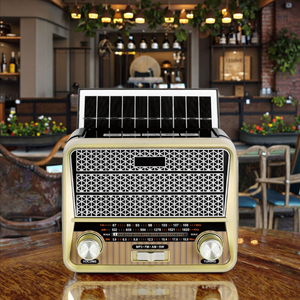 Factory Rechargeable OEM Retro Solar Powered 3 Band Radio FM AM SW BT <b>USB</b> TF MP3 Player Built-in <b>Speaker</b> Vintage Portable Radio - Product Image 5