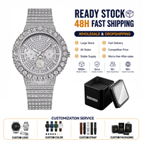 Montres de sport scintillantes PINTIME PT 007 avec strass, montres de luxe pour hommes, montres à quartz étanches personnalisées, style hip-hop, lumineuses