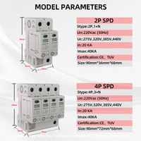 Protection contre les surtensions triphasées pour toute la maison T2 2P 4P 220V 275V 320V 440V 20KA 40KA certifiée CE avec garantie de 3 ans