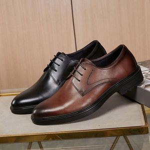 2025 New Men's Genuine Leather <b>Square</b> Toe Breathable Business British Oxfords Non-Slip Cushioned Wedding Formal Shoes - Product Image 1