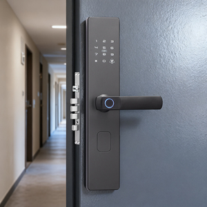 High-Security Smart Door Lock Fingerprint &amp; Dummy <strong>Password</strong> IC <strong>Card</strong> <strong>Access</strong> Auto-Lit <strong>Keypad</strong> at Night Mobile App <strong>Control</strong> Wood Door - Product Image 1