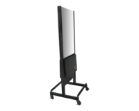 Station de miroir de barbier, cadre de peinture noir mobile, avec support pour sèche-cheveux et quatre roues détachables en vente, nouveau, 2020