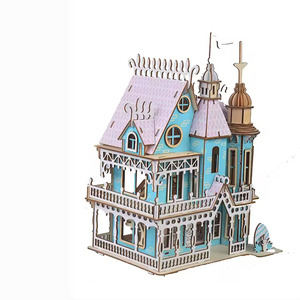 Jeux de puzzles en bois 3D à faire soi-même, jeux de réflexion pour enfants et adultes, kit de construction en bois découpé au laser DIY, villa fantastique - Product Image 2