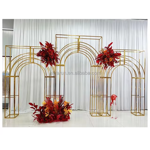 Arco de Boda Simple de Acero Inoxidable Dorado, Marco para Fondo de Boda, Decoración de Chuppah, Venta al por Mayor para Fiestas y Eventos, Metal, Bienvenida Floral para Bodas - Product Image 5