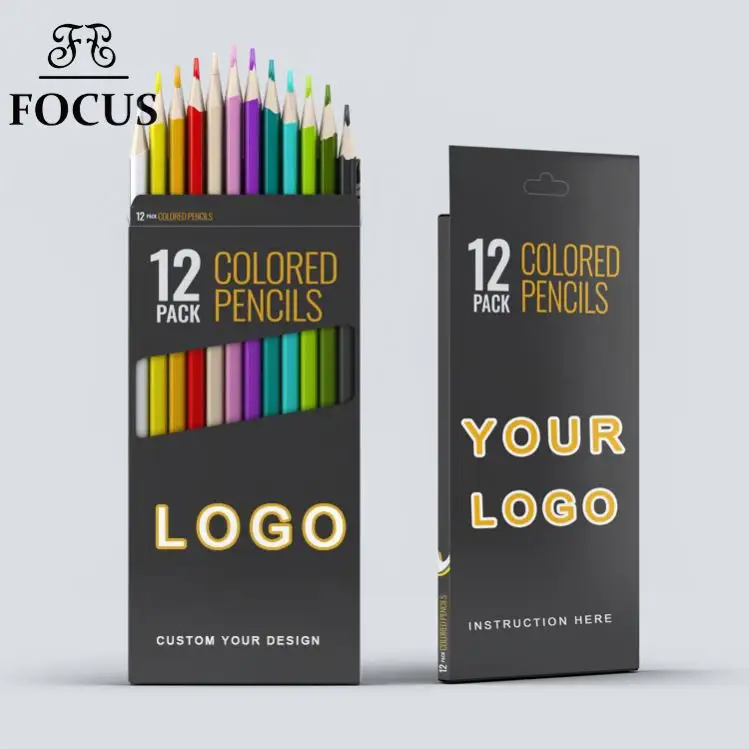 Custom Design Logo Fashion Student Gift Stationery Wood Artist Colored Pencils With Custom Box