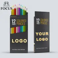 Lápis de madeira colorido personalizado, lápis de papelaria de madeira com caixa personalizada