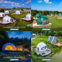 Dôme géodésique de glamping extérieur 2026 à prix d'usine, tente imperméable avec salle de bain >3000mm, écologique, respirante, taille personnalisable
