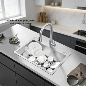 <span class=keywords><strong>อ่าง</strong></span><span class=keywords><strong>ล้าง</strong></span><span class=keywords><strong>จาน</strong></span>ครัวแบบชิ้นเดียว สแตนเลส 304 ขัดเงา งานแฮนด์เมด สไตล์โมเดิร์น สำหรับ<span class=keywords><strong>ล้าง</strong></span><span class=keywords><strong>จาน</strong></span>และผัก - Product Image 3