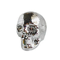 Vente en gros usine : Crâne en verre miroir Disco artisanal, léger et durable, pour décoration de fête d'Halloween et usage extérieur, idéal pour la décoration intérieure.