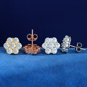 Boucles d'oreilles classiques en argent sterling S925 avec diamants Moissanite VVS, fermoir à friction, style streetwear décontracté, pour hommes - Product Image 6