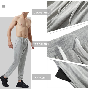 100% coton cordon de survêtement pantalon pour hommes décontracté sport Style Logo personnalisé taille élastique jambe conique toile tissu-vente en gros - Product Image 3