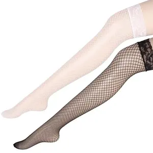 Saten yay ile yüksek kaliteli kadın uyluk yüksek file çoraplar seksi aşırı diz çorap seks iç çamaşırı - Product Image 1